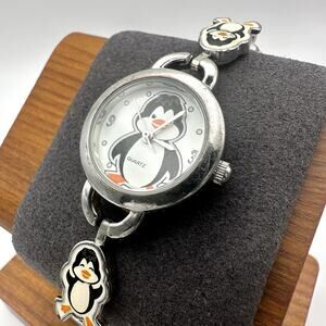Accutime Penguin Charm Bracelet Quartz Watch Silver Tone S218